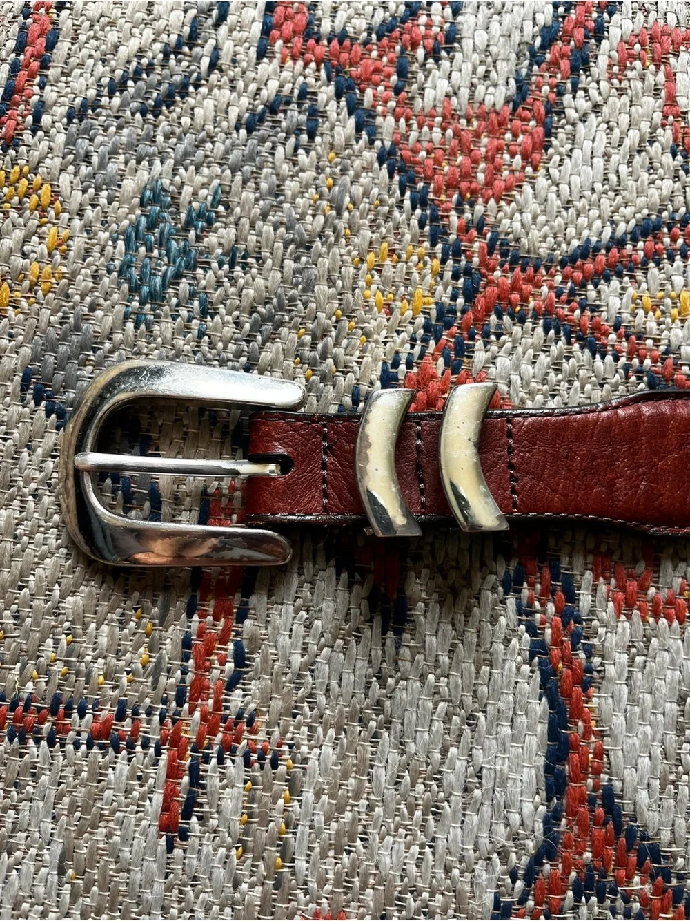 Orvis Chestnut Brown Leather Belt with Silver-Tone Hardware Size 38 Western